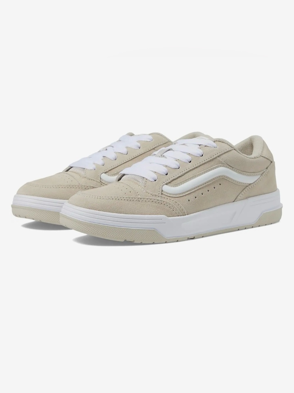 Hylane Vans Low-Top Suede Sneakers in Beige and White